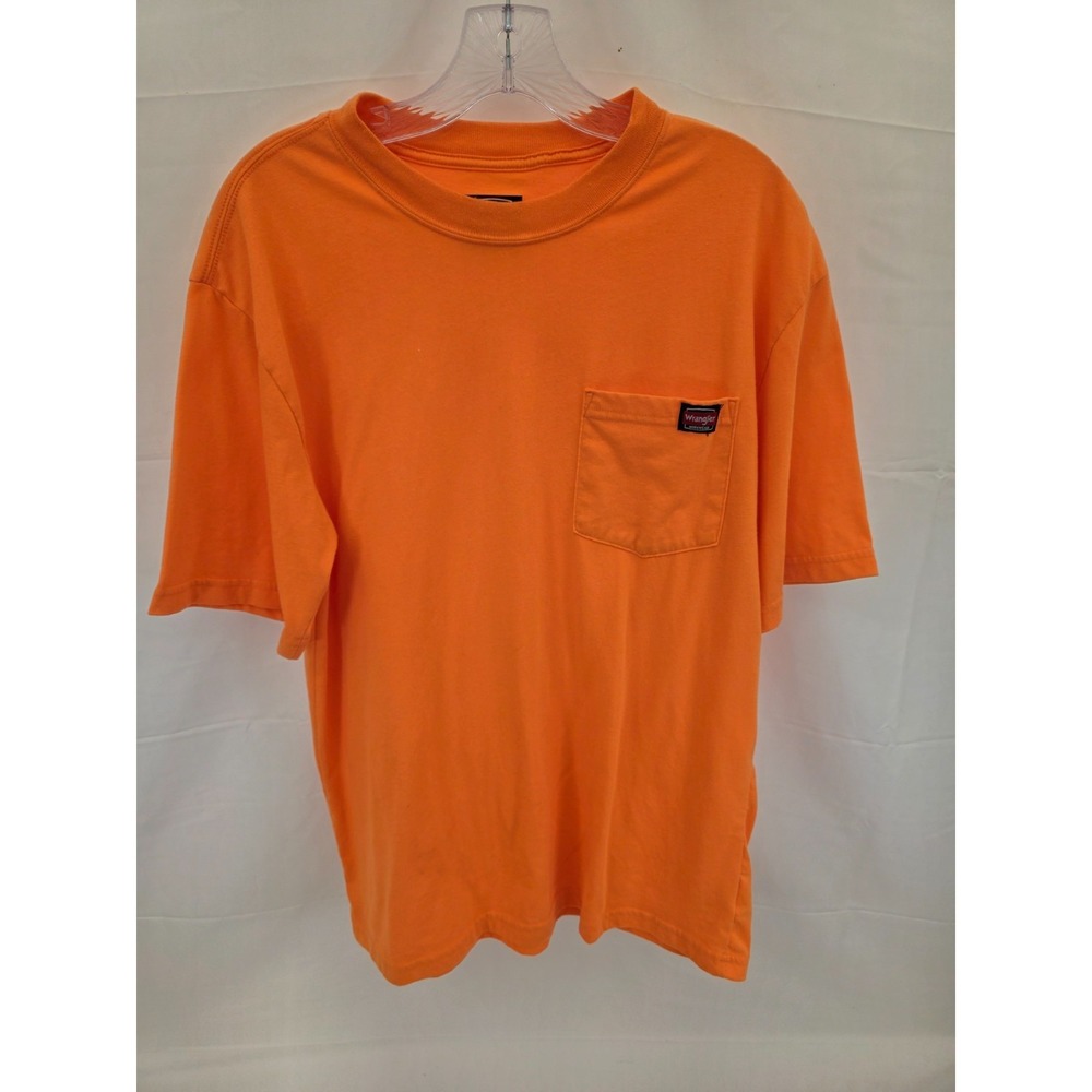 Wrangler Workwear Men Orange Short Sleeve Pocket T-Shirt Size M 38-40 Cotton Tee